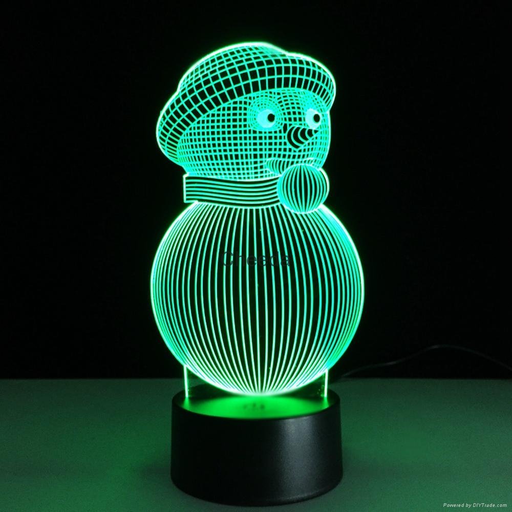 Christmas Snow Man 3D Optical Lamp 8 LEDs Night Light  Colorful 3D Lamp  5