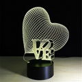 Acrylic 3D Illusion Lamp Colorful  LED Night Lights  Love Heart I LOVE YOU  Lamp 3