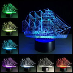 Creative 3D Sailboat LED Night Light