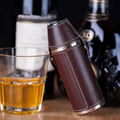 Portable stainless steel 8OZ cylindrical wine pot set hip flask with cups