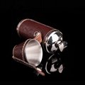 Portable stainless steel 8OZ cylindrical wine pot set hip flask with cups