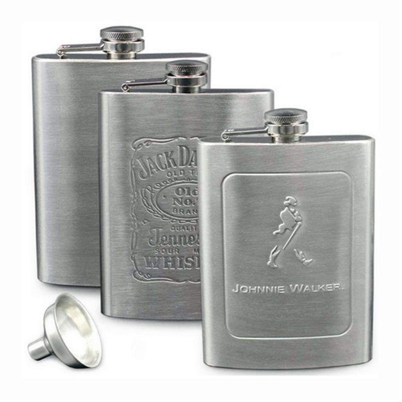 8oz stainless steel hip flask with leather hip flask gift set for promotion 4
