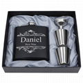 8oz stainless steel hip flask with leather hip flask gift set for promotion