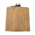 Logo Customized Embossed 6oz Stainless Steel Hip Flask With wood Cover 1