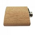 Logo Customized Embossed 6oz Stainless Steel Hip Flask With wood Cover 2