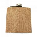 Logo Customized Embossed 6oz Stainless Steel Hip Flask With wood Cover