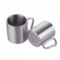 Outdoor double wall stainless steel travel coffee mug with Carabiner Handle