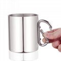 Outdoor double wall stainless steel travel coffee mug with Carabiner Handle