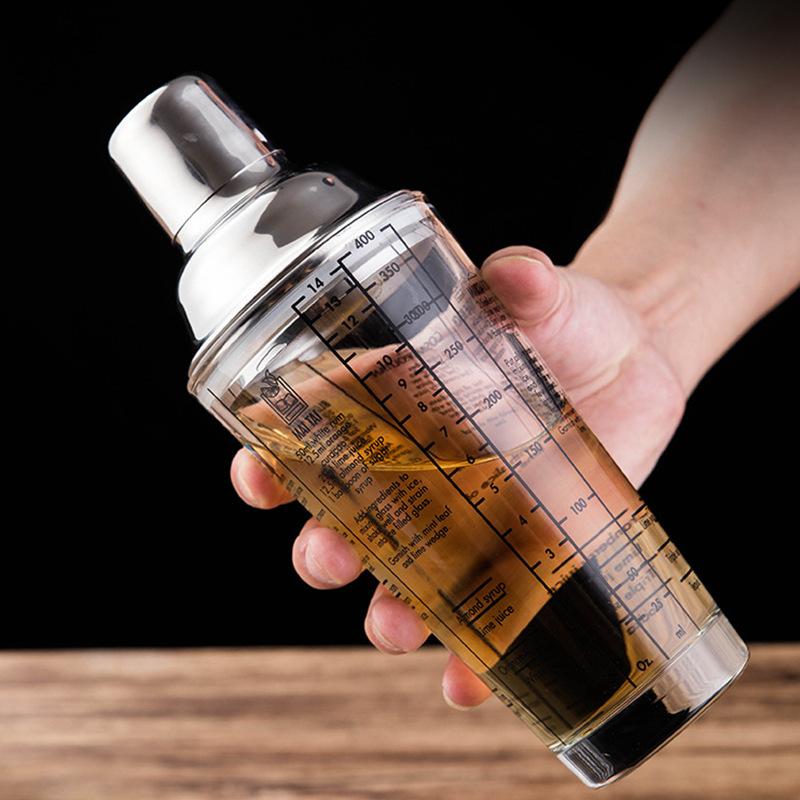  400ml stainless steel glass cocktail shaker 2