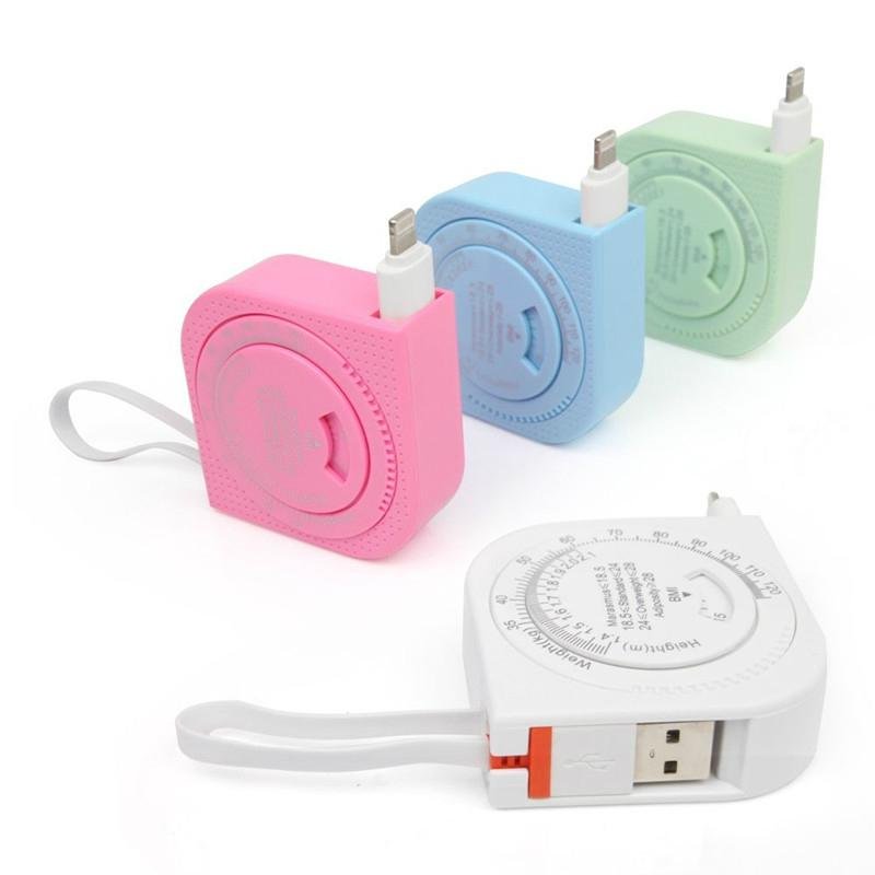 Mini 2 In 1 Multifunction Tape Measure USB Cable with 3 Feet 8 Pin Scale and BMI