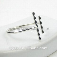 Hot Sales Parallel Bar Silver Ring Open Modern Geometric Ring