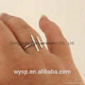 Hot Sales Parallel Bar Silver Ring Open Modern Geometric Ring 5