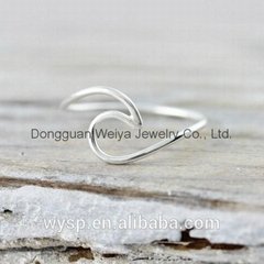 2016 Latest Unisex Ocean Wave Ring Sterling Silver Plated Ring
