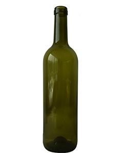  750ML Antique Green Bordeaux Glass Wine Bottle with Cork