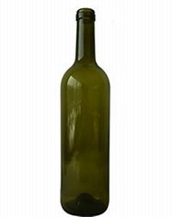  750ML Antique Green Bordeaux Glass Wine Bottle with Cork