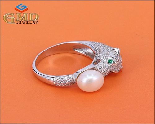 China supplier lastest design freshwater pearl charm 925 sterling silver rings 2