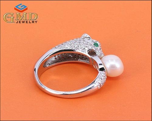China supplier lastest design freshwater pearl charm 925 sterling silver rings 3