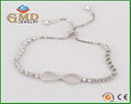Factory price fashion design micropave jewelry adjustable 925 silver bracelet