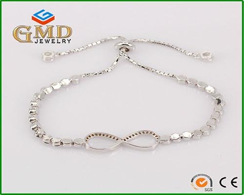 Factory price fashion design micropave jewelry adjustable 925 silver bracelet 2