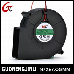 Manufacture selling 12V 9733 dc blower fan with large air flow for treadmill