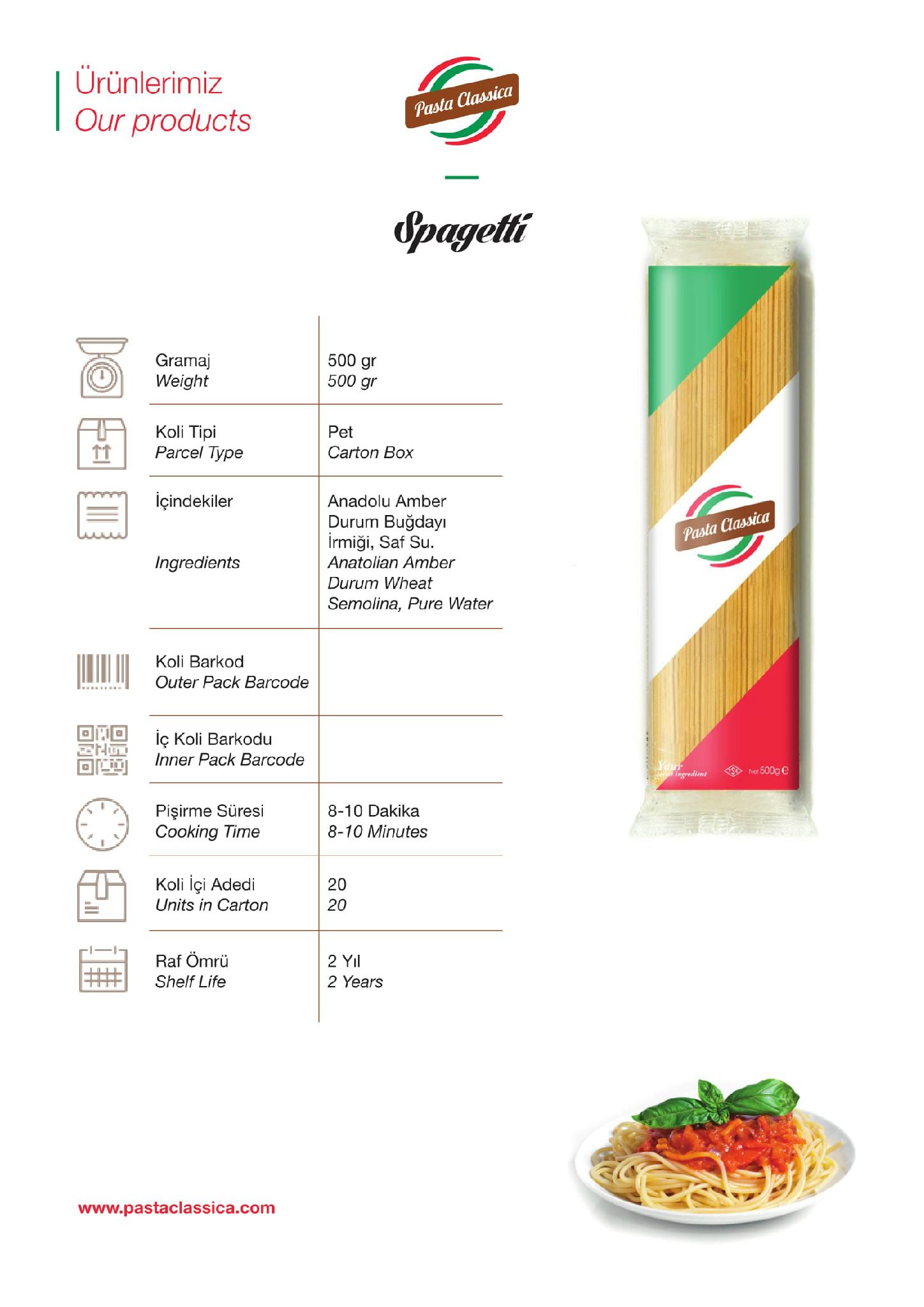 Pasta Spaghetti Pasta Classica (Turkey Trading Company) Noodles and