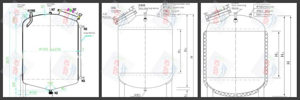 1000L stainless steel Liquid Mixing Tank 2