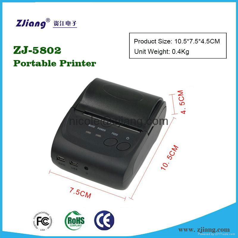 ZJ-5802LD best bluetooth printer receipt sell printer for cash