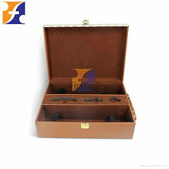 Custom handle portable wine gift packaging pu leather box