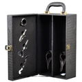 2 Bottle Alligator Pattern PU Leather Wine Box 2