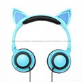 Shenzhen LINX Tech Cute glowing cat ear wired headphone for kids 5