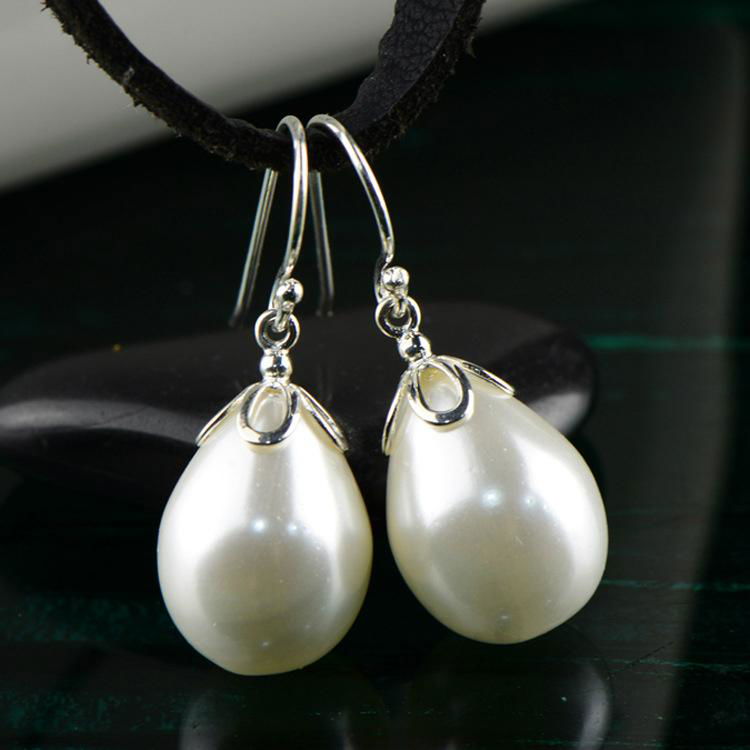  Wholesale waterdrop shaped pearl S925 sterling silver  Earrings