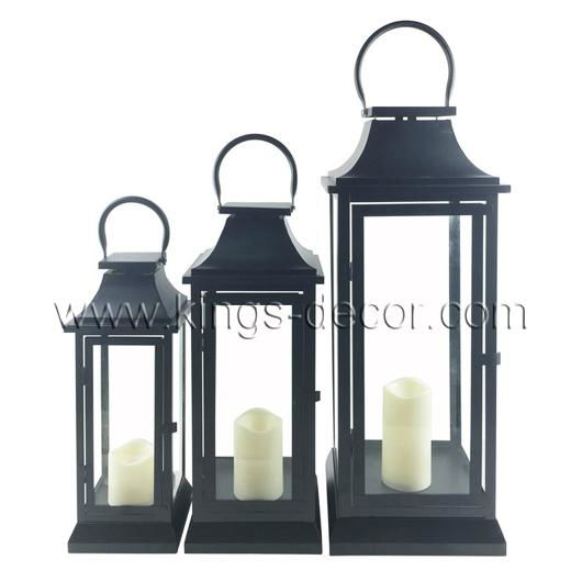 Best seller set of 3 black metal led candle lantern