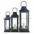 Best seller set of 3 black metal led candle lantern 1