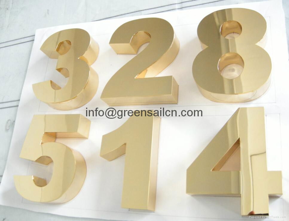 Stainless steel gold letter logo 3 D signs custom channel lettering signage 2