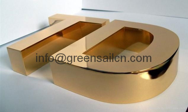 Stainless steel gold letter logo 3 D signs custom channel lettering signage 4