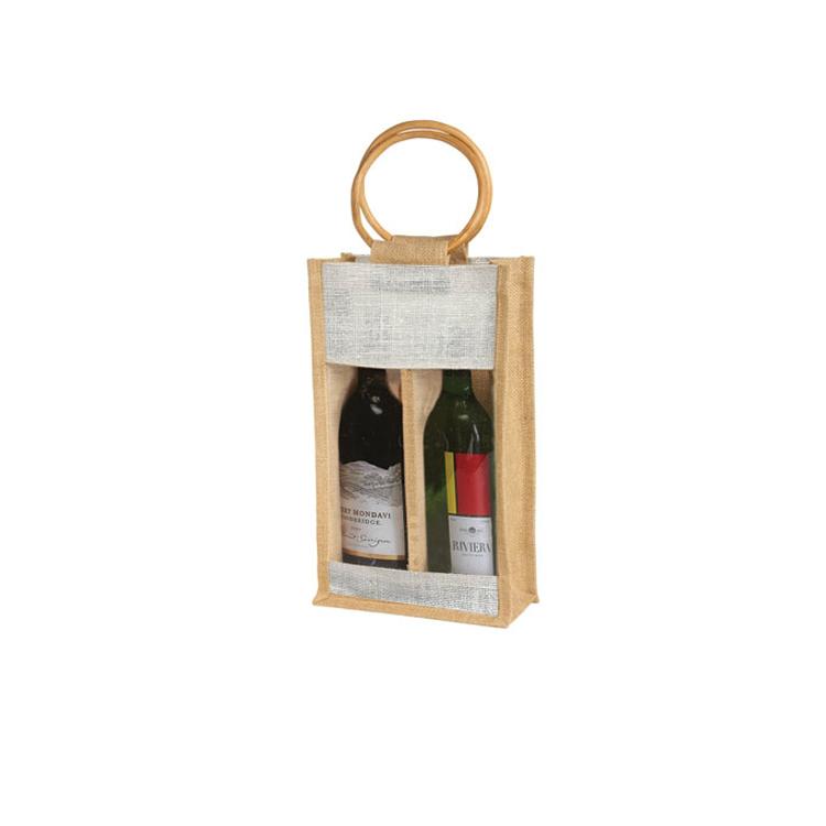 Handbag bottle jute bag jute wine bag jute bag with pvc window 2