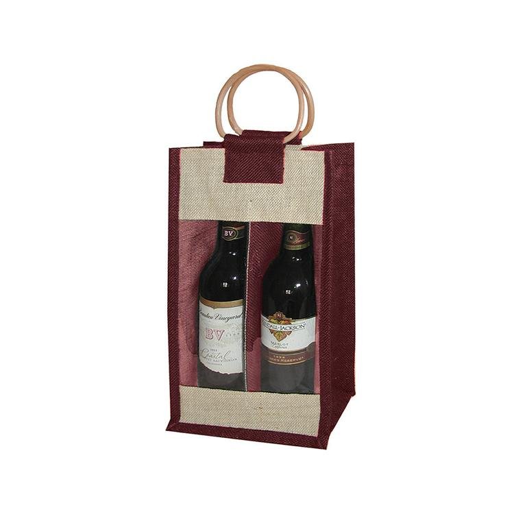 Handbag bottle jute bag jute wine bag jute bag with pvc window 4