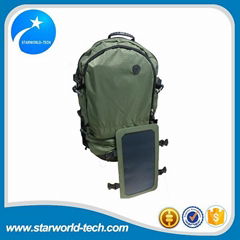 Nylon fabric solar energy backpack with USB charger