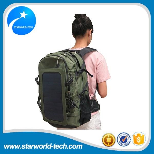 Nylon fabric solar energy backpack with USB charger  2