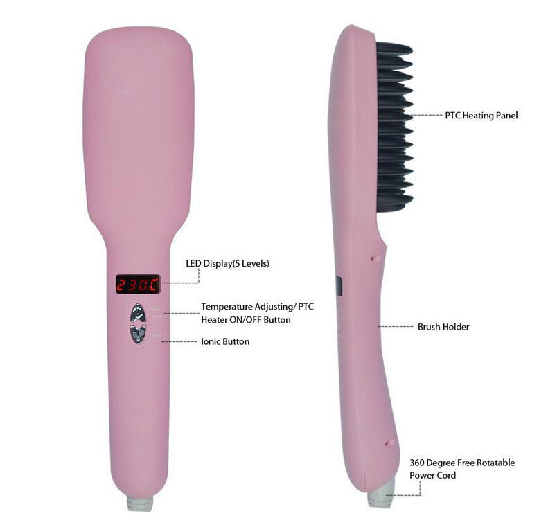 Auto Electric Straightening Brush Comb Fast Hair Straighter 4