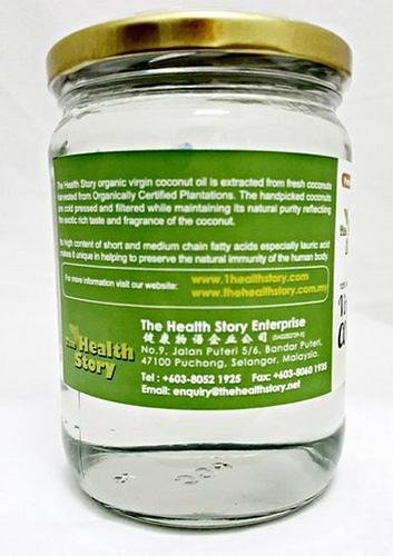 The Health Story Virgin Coconut Oil (500ml glass bottle)  Reduce blood Sugar 3