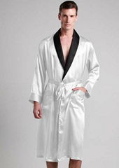 Long silk robes with collar banding for men