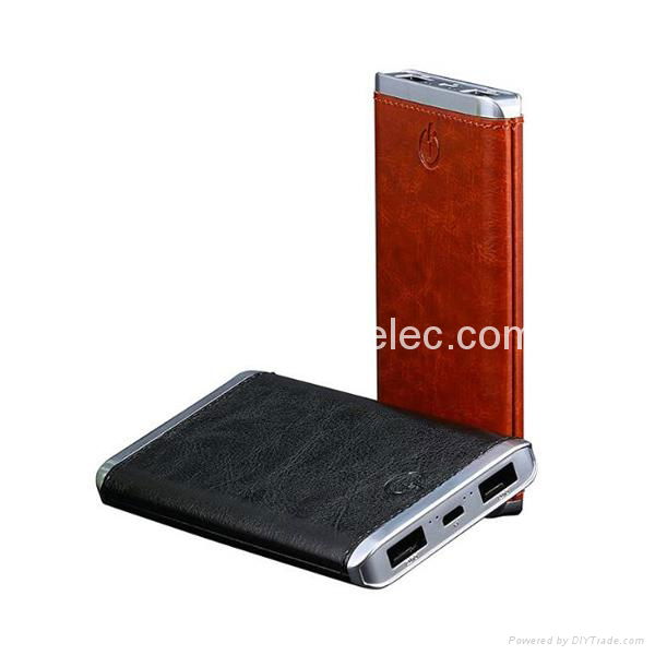 Fancy leather power bank 8000mah dual usb power bank portable battery charger