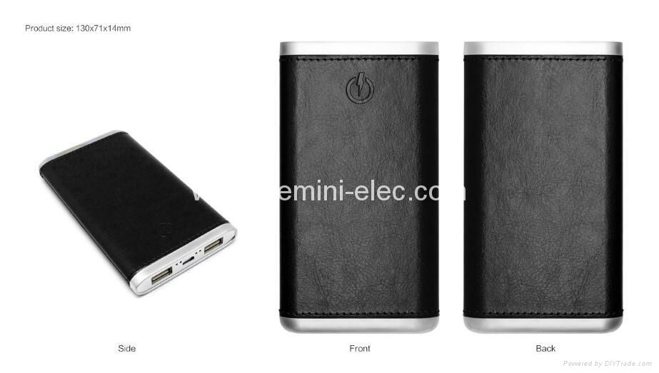 Fancy leather power bank 8000mah dual usb power bank portable battery charger 2