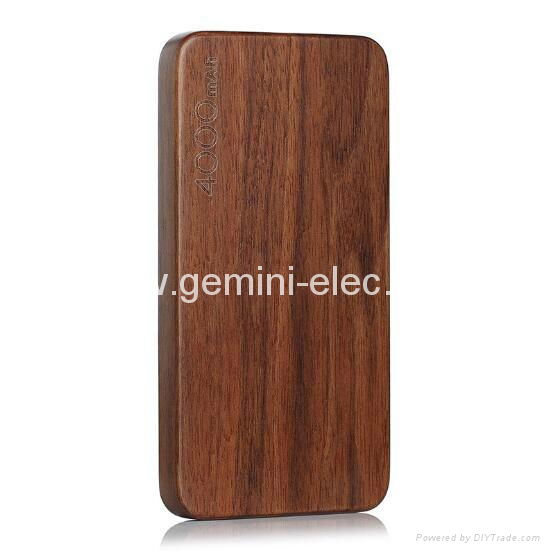 Fancy wooden power bank 4000mah slim power bank mobile charger 3