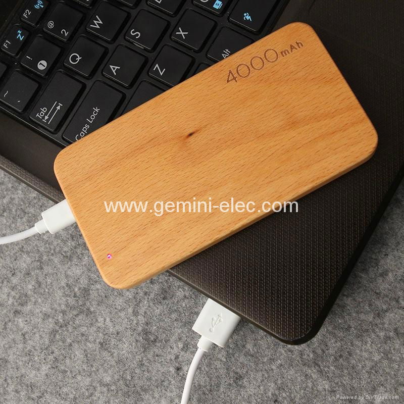 Fancy wooden power bank 4000mah slim power bank mobile charger 4