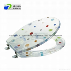 Polyresin material crystal toilet seat with soft close and quick release hinges