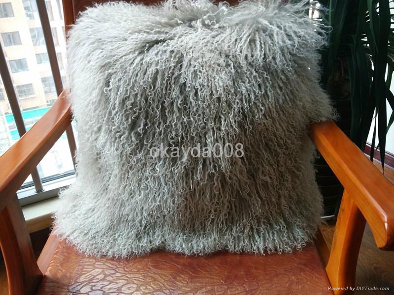 Tibetan sheepskin pillow in different color 2