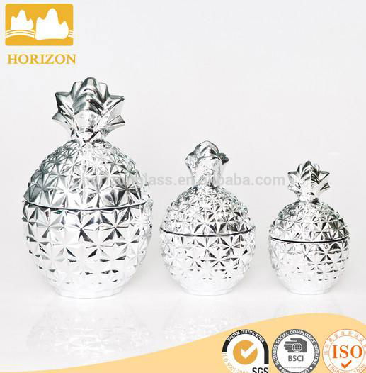 New Design Handmade Colored Pineapple Shape Glass Jar 3