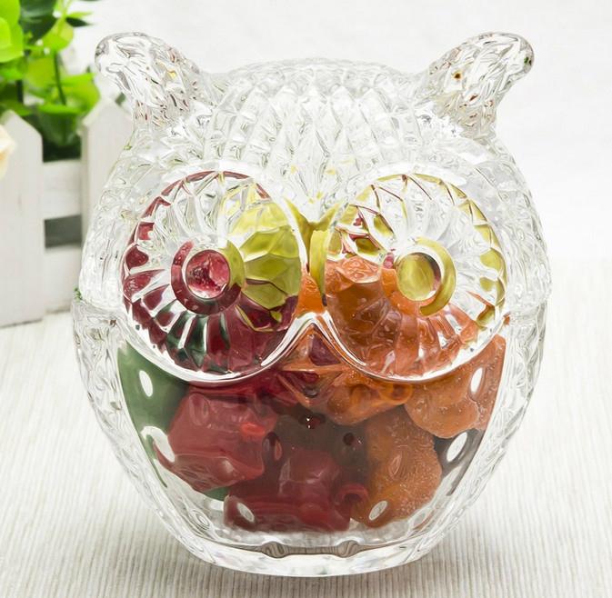 Wholesale clear owl shaped glass jar of clear color outside 3